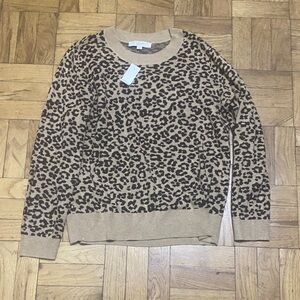 LOFT Leopard Print Sweater - Tan and Black